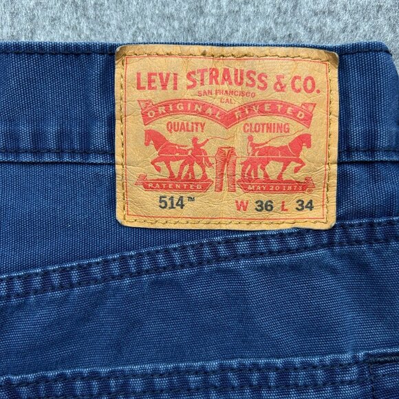 Levi's 514 Straight Fit Jeans Men's Size 36 X 34 Mid Rise Indigo Denim - Picture 4 of 12